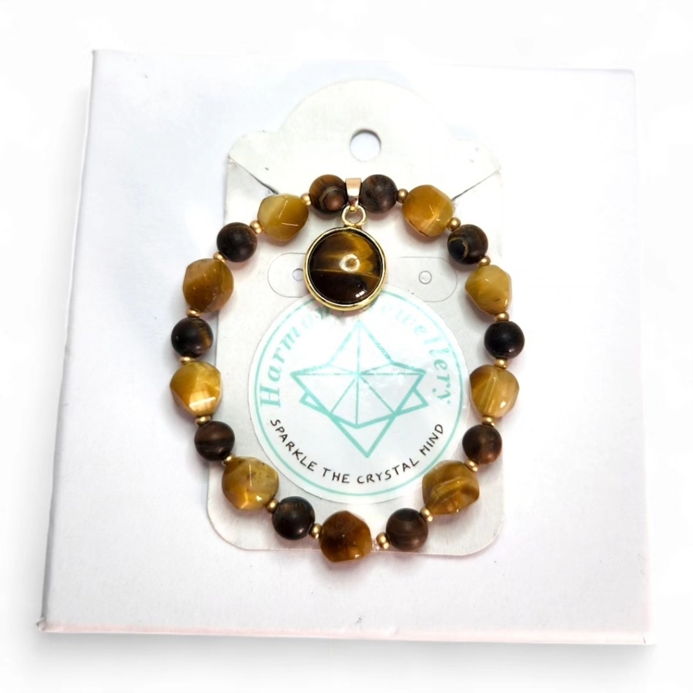 8 mm Honey and Brown Tiger Eye cgarm bracelet